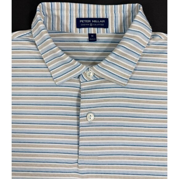 Peter Millar Polo Shirt Mens Crown Crafted Medium Striped Belfair Golf Club - Picture 3 of 14